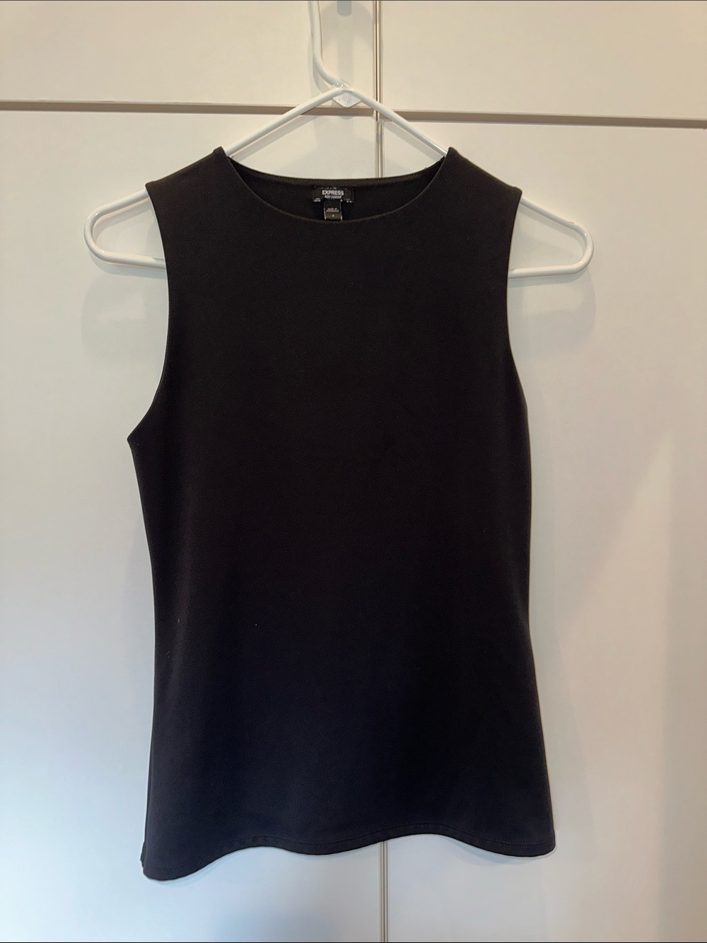 Express BodyCon Black Sleeveless Crew Neck Tank Top